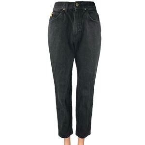 Chic Women's Black High Waisted Tapered Mom Zipper Casual Denim Jeans Size S